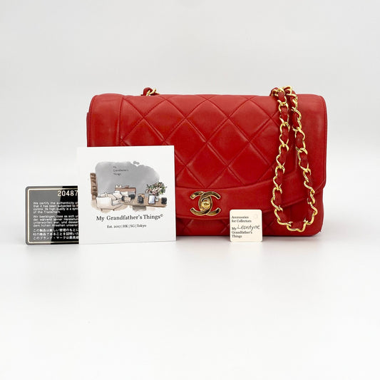 Leontyne, 2 Series Small Diana Red Lambskin with seal and card