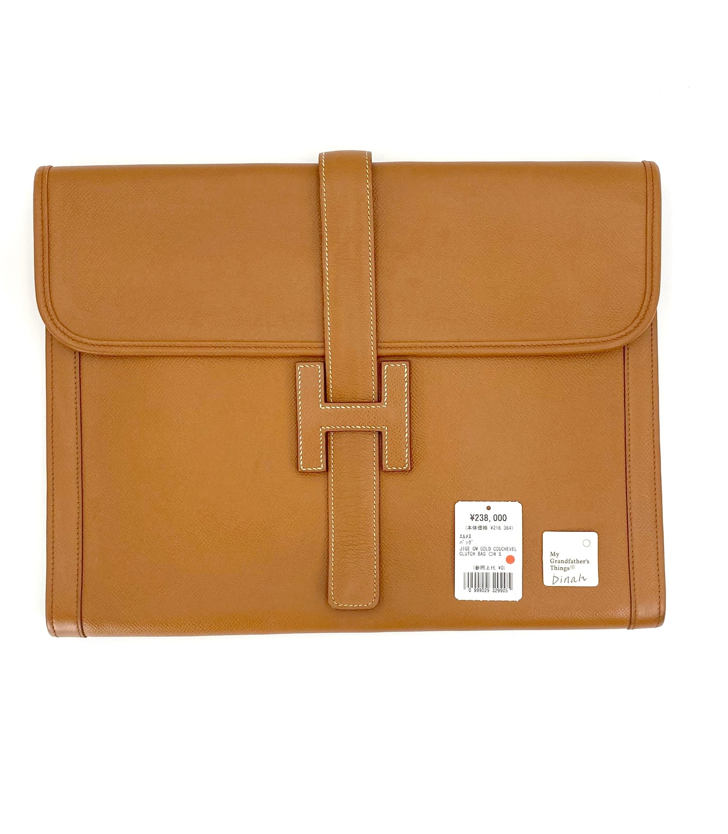 Dinah, Vintage Authentic Hermes 1993 Jige GM courchevel clutch OW