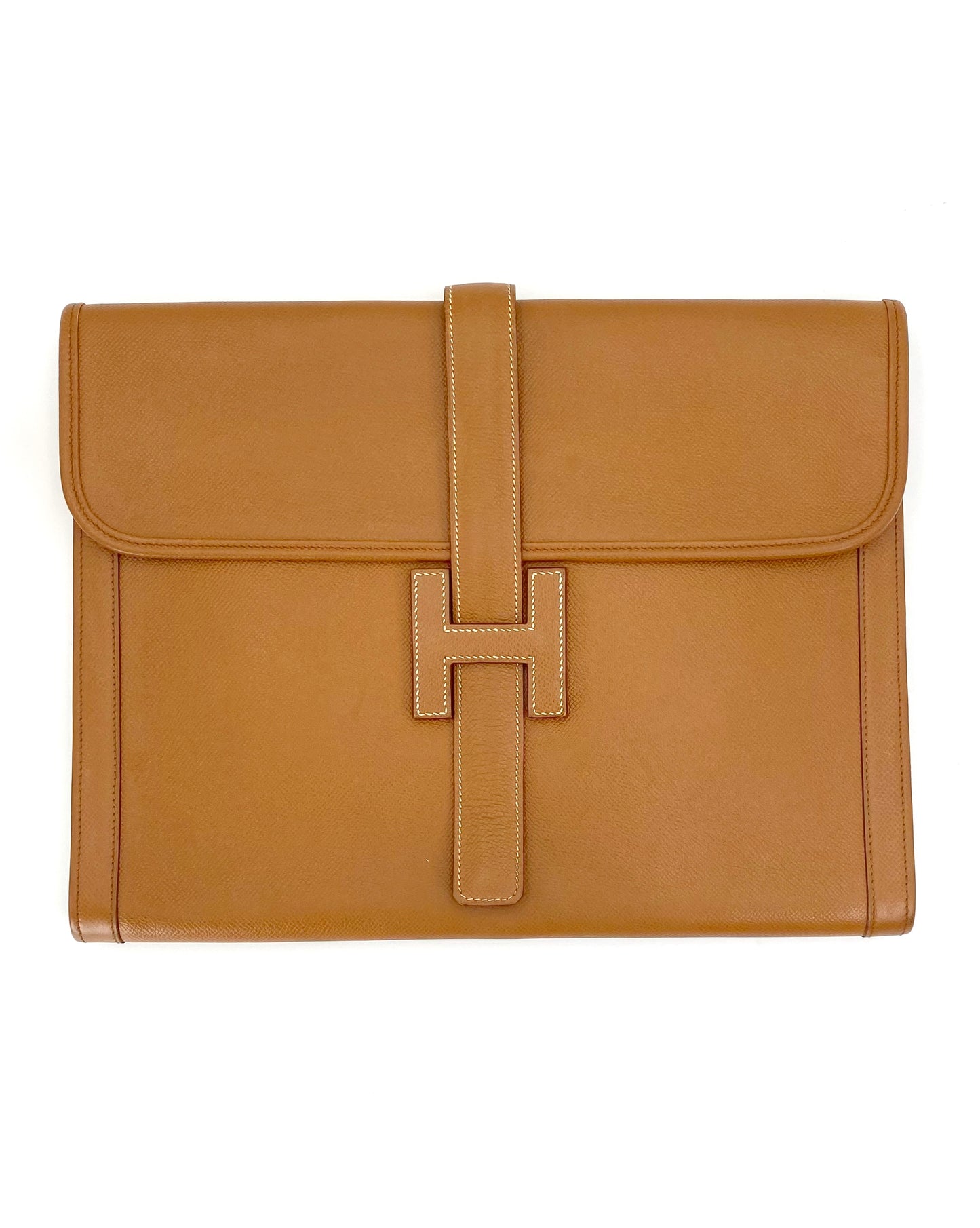 Dinah, Vintage Authentic Hermes 1993 Jige GM courchevel clutch OW