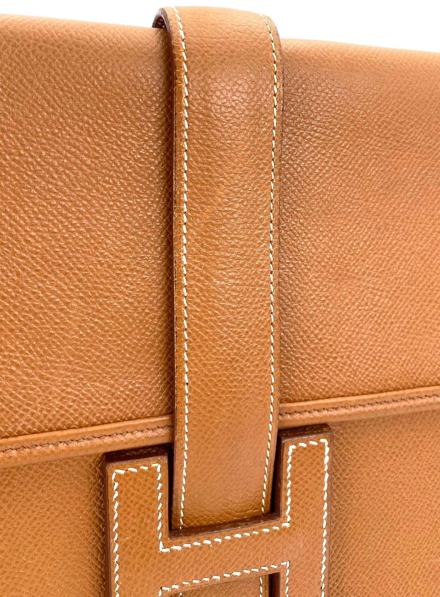 Dinah, Vintage Authentic Hermes 1993 Jige GM courchevel clutch OW