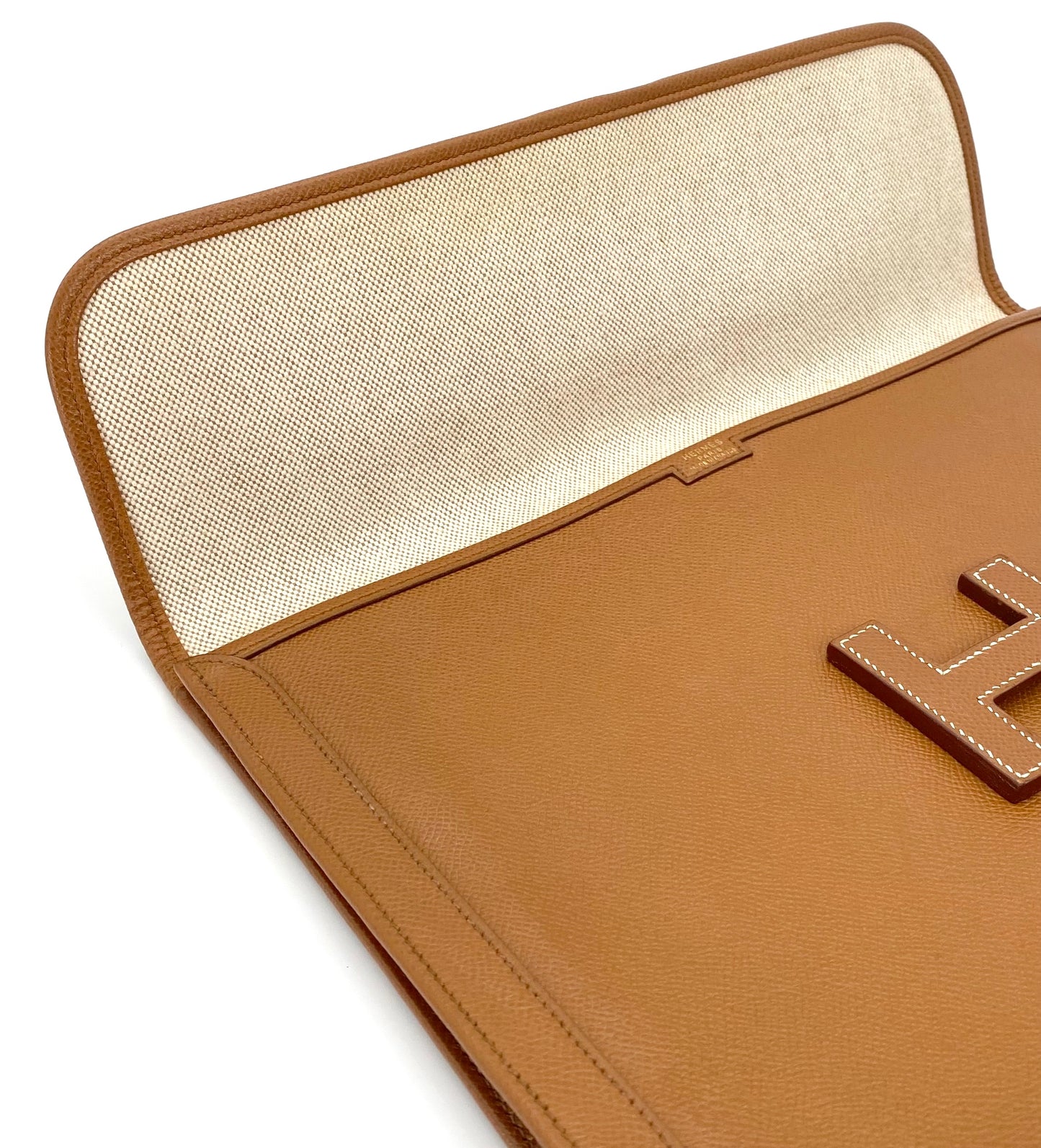 Dinah, Vintage Authentic Hermes 1993 Jige GM courchevel clutch OW