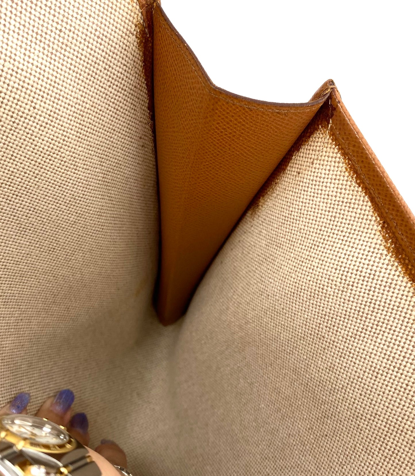 Dinah, Vintage Authentic Hermes 1993 Jige GM courchevel clutch OW