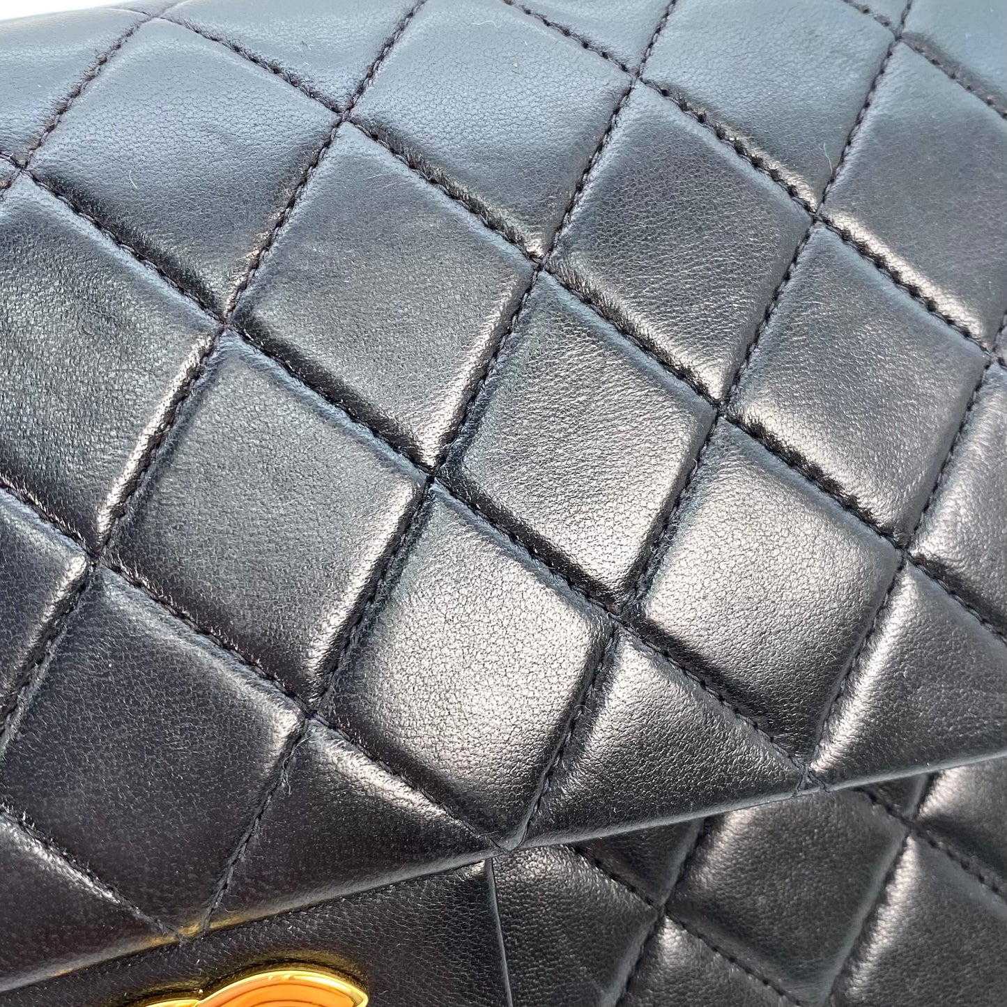 Shin, 5 Series Medium Classic Flap Black Lambskin with seal and card