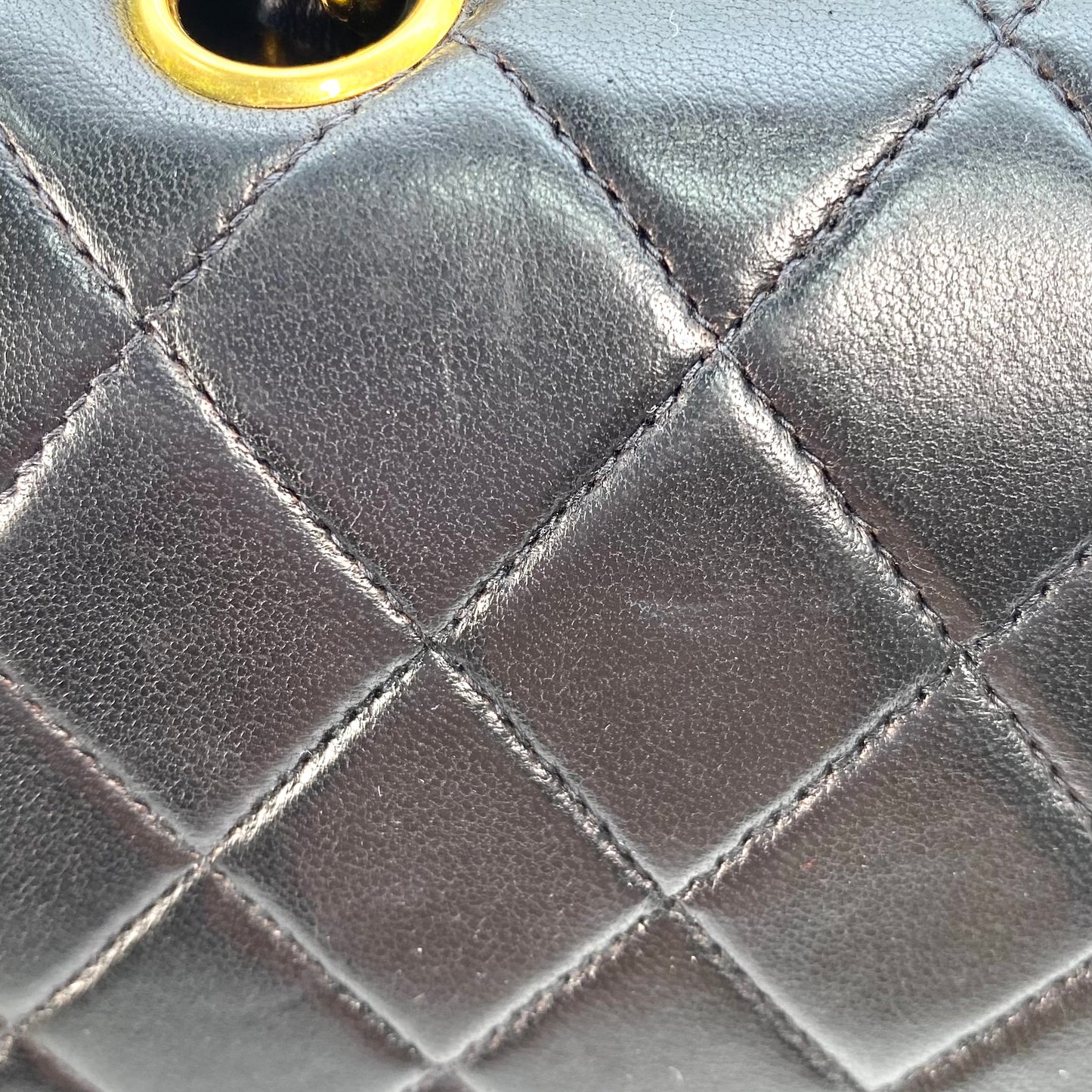 Shin, 5 Series Medium Classic Flap Black Lambskin with seal and card