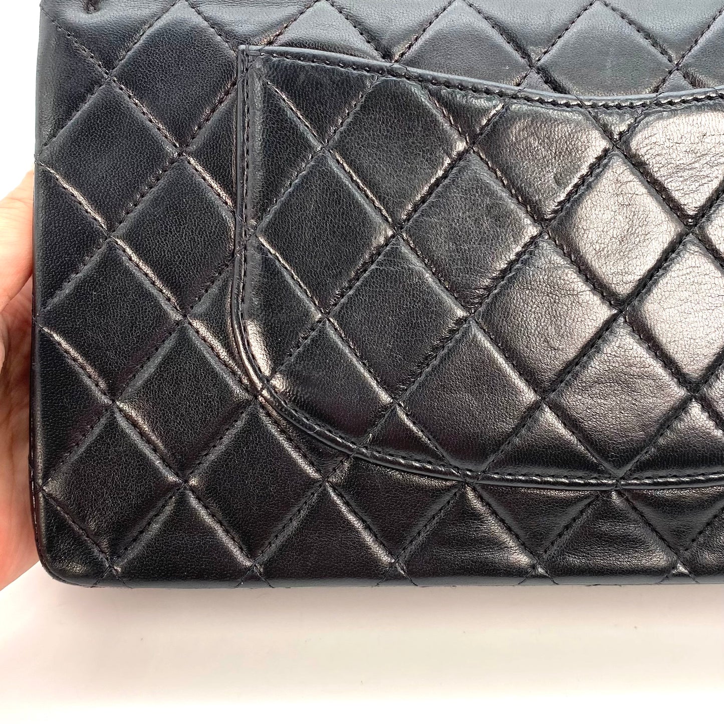 Shin, 5 Series Medium Classic Flap Black Lambskin with seal and card