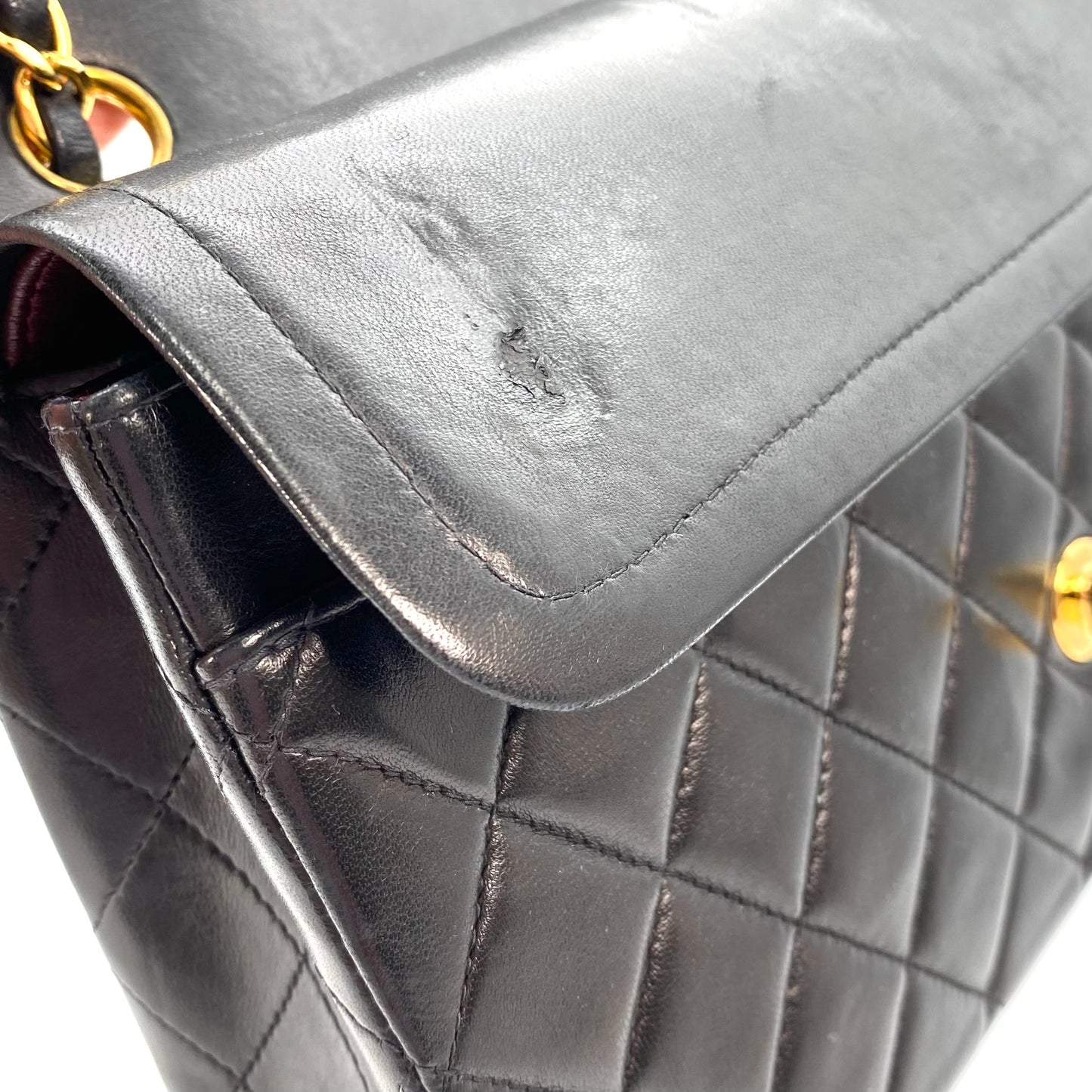 Shin, 5 Series Medium Classic Flap Black Lambskin with seal and card