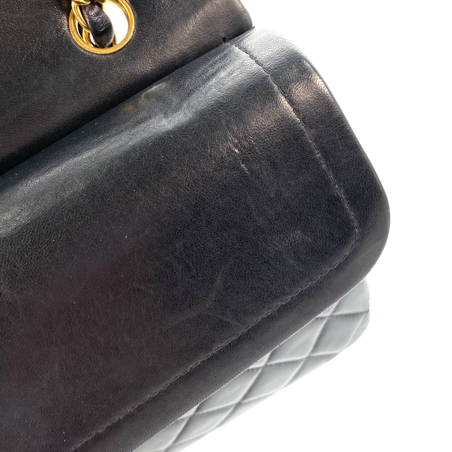Shin, 5 Series Medium Classic Flap Black Lambskin with seal and card