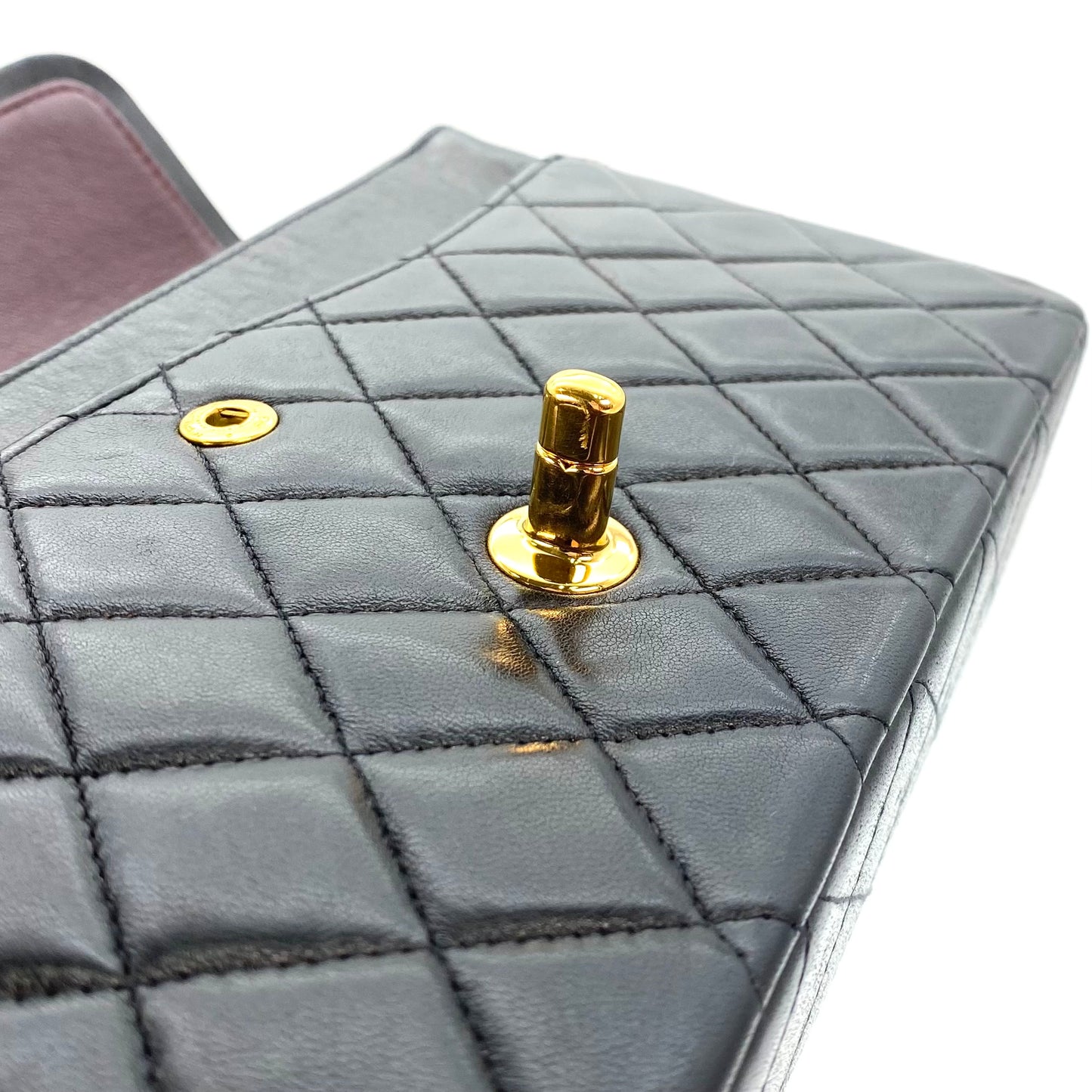 Shin, 5 Series Medium Classic Flap Black Lambskin with seal and card