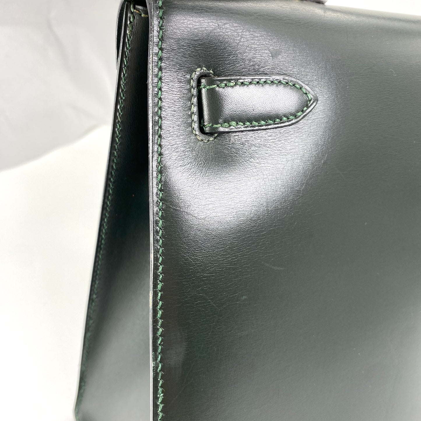 Clea, 1992 Kelly 32 Sellier Vert Box Gold Hardware with stamp OV