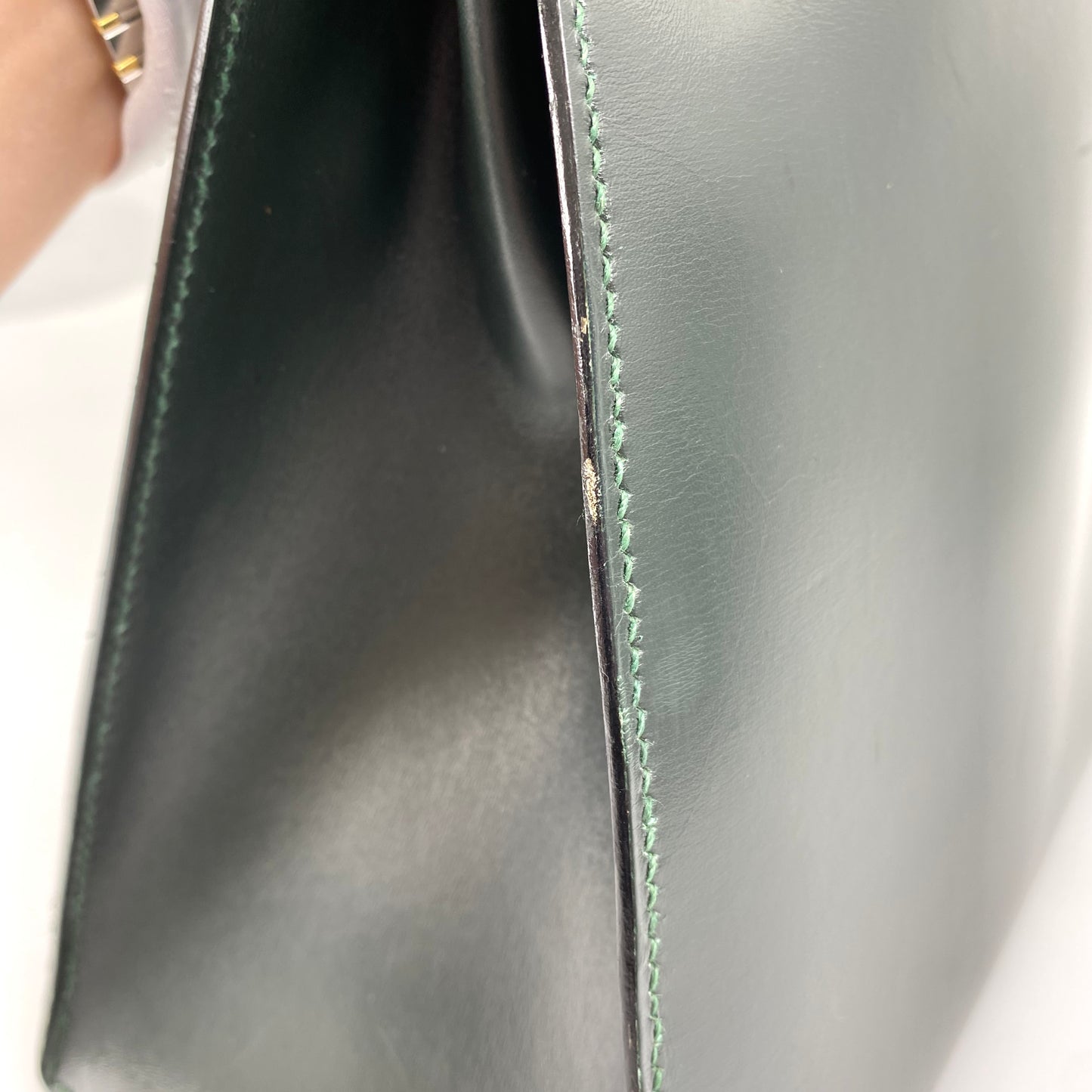 Clea, 1992 Kelly 32 Sellier Vert Box Gold Hardware with stamp OV