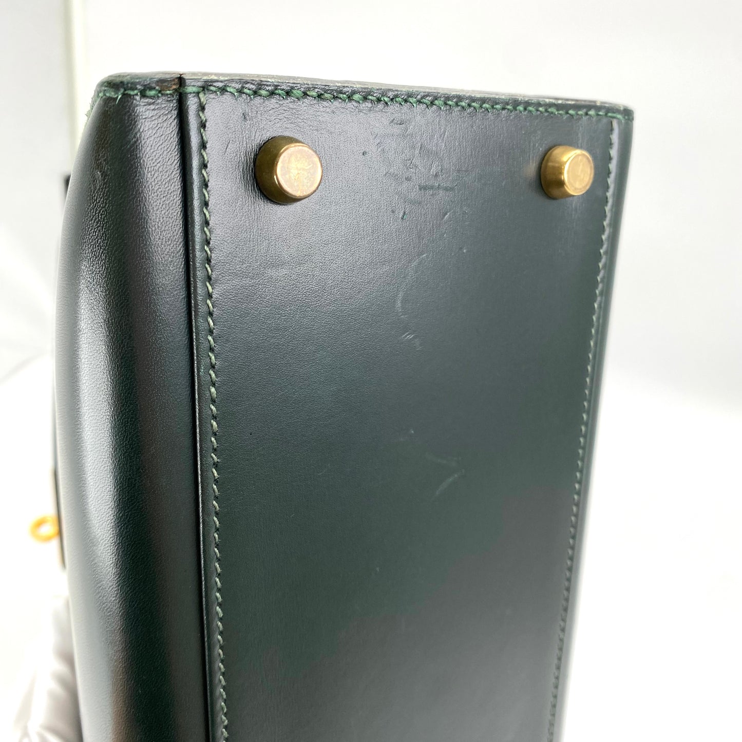 Clea, 1992 Kelly 32 Sellier Vert Box Gold Hardware with stamp OV