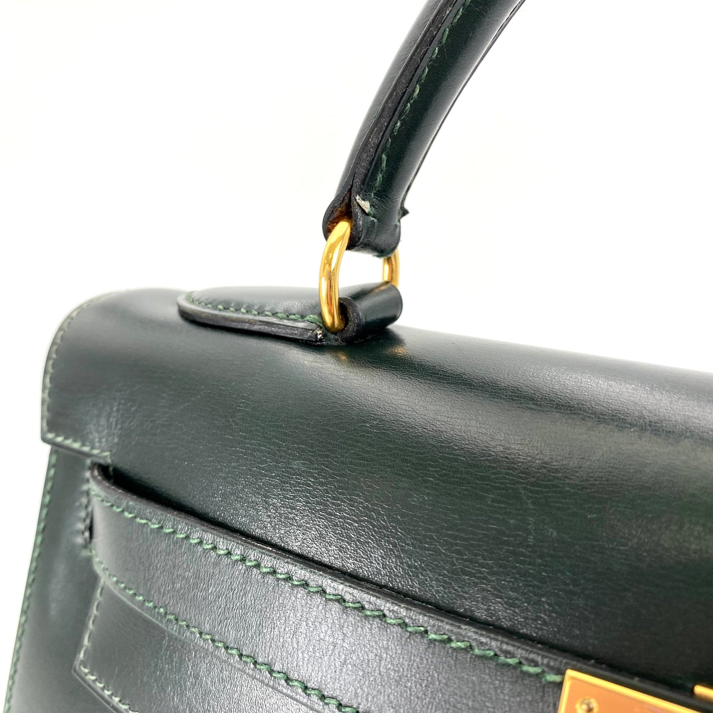 Clea, 1992 Kelly 32 Sellier Vert Box Gold Hardware with stamp OV