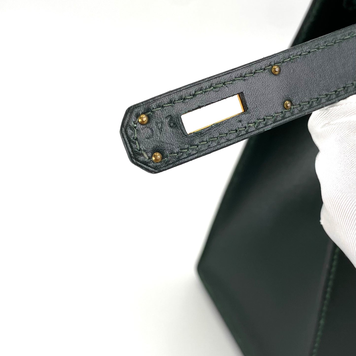 Clea, 1992 Kelly 32 Sellier Vert Box Gold Hardware with stamp OV