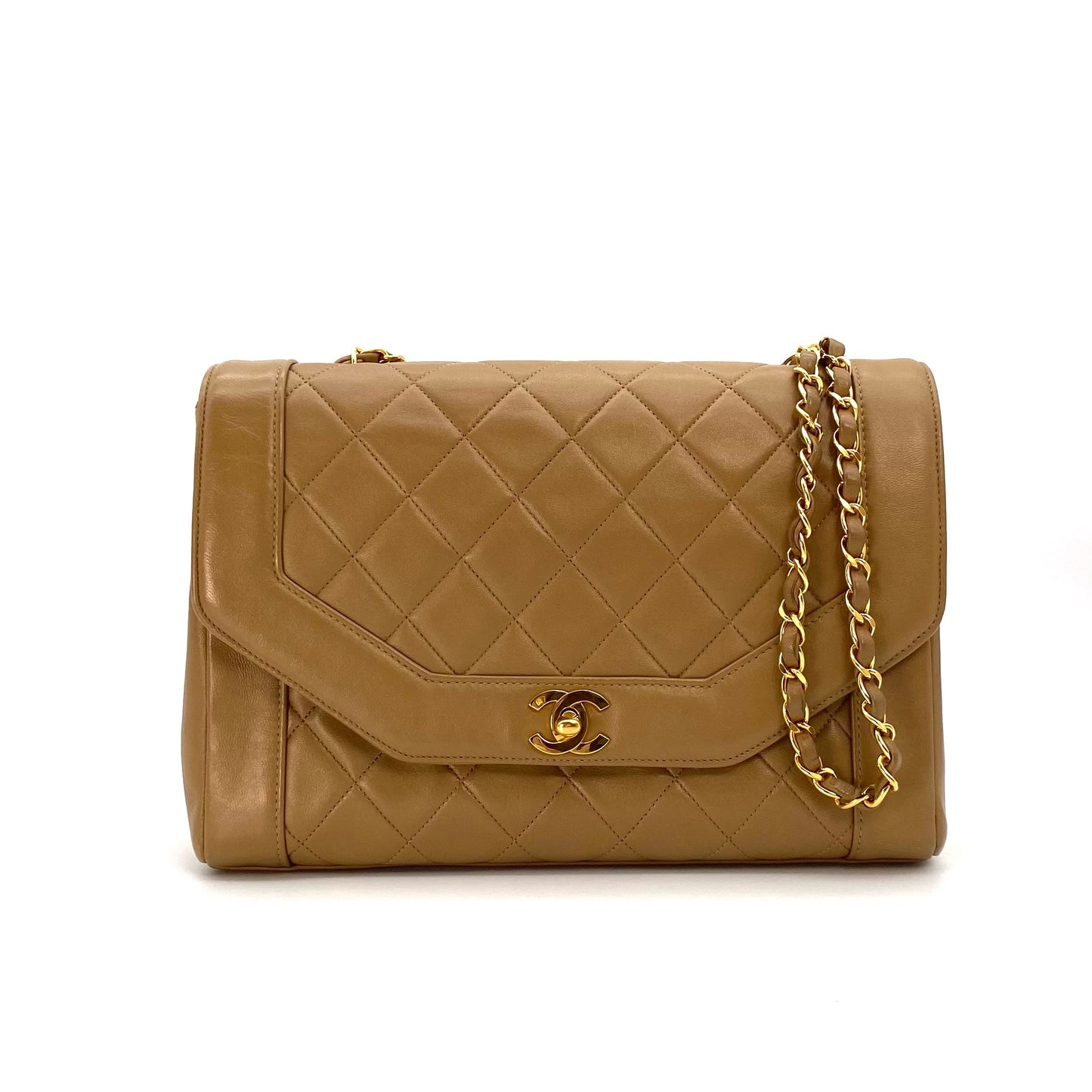Lucius, 1 Series Tab Border Dark Beige Lambskin Flap with seal and card