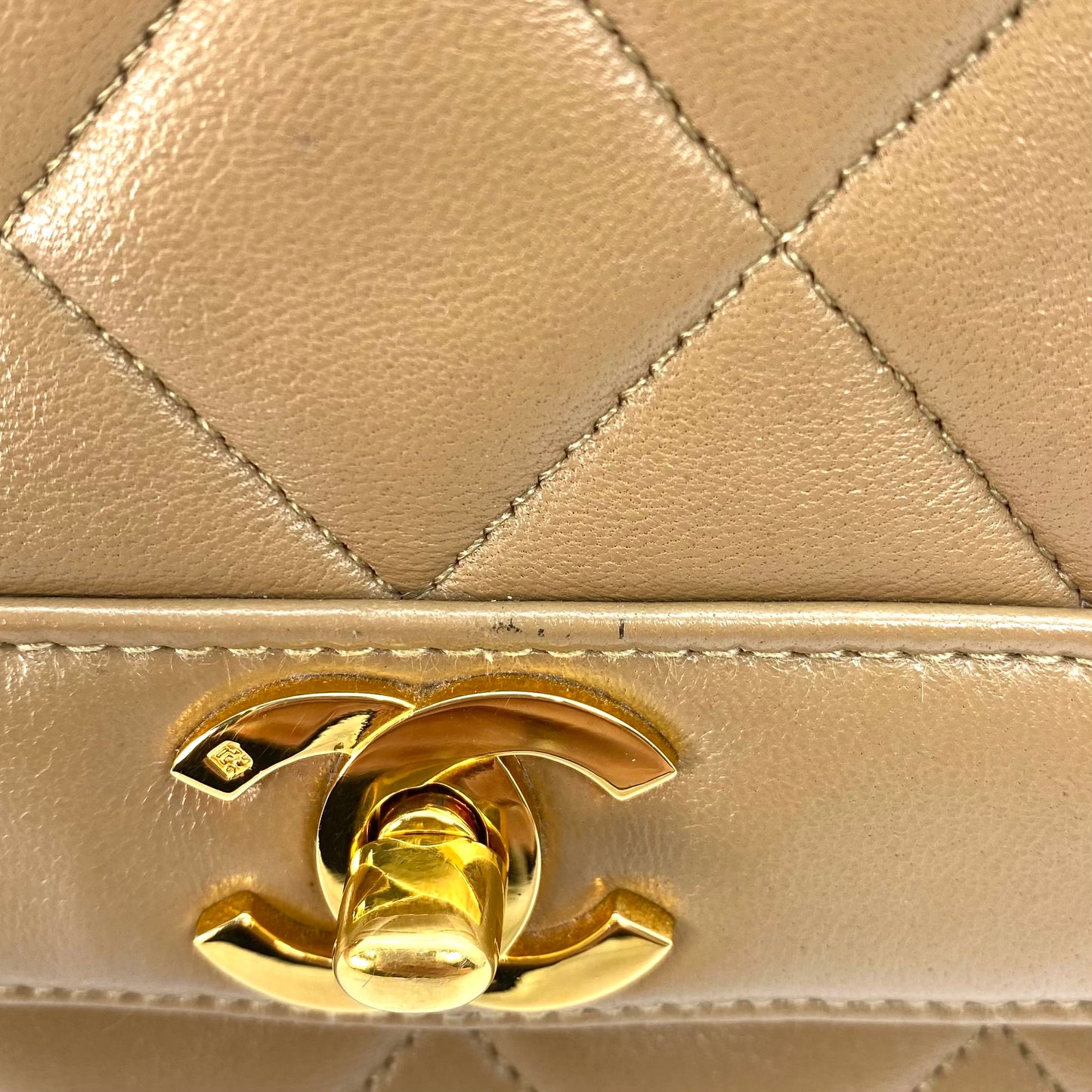 Lucius, 1 Series Tab Border Dark Beige Lambskin Flap with seal and card