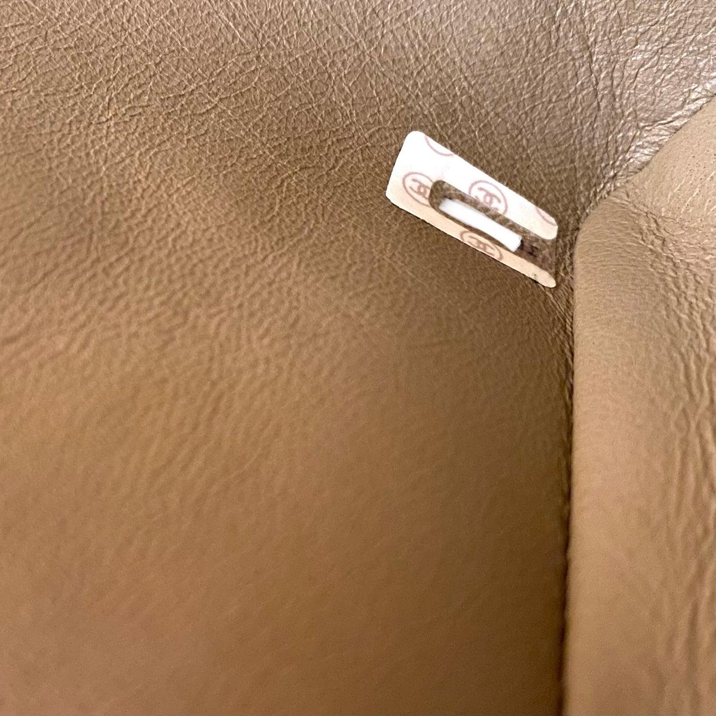 Lucius, 1 Series Tab Border Dark Beige Lambskin Flap with seal and card