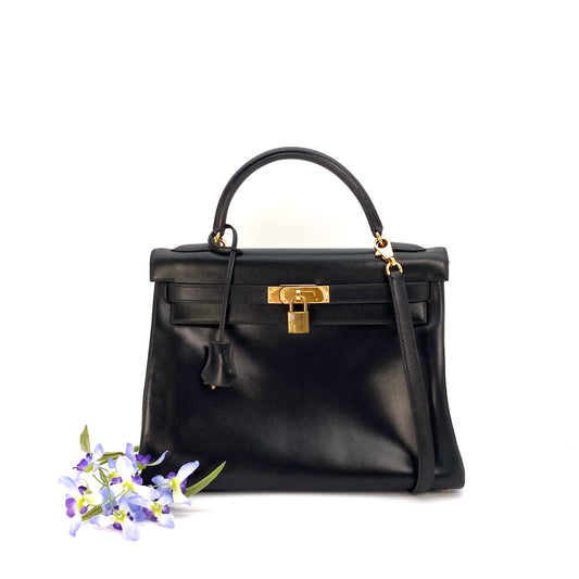 Jareth, 1999 Kelly 32 Black Boxcalf with stamp □C