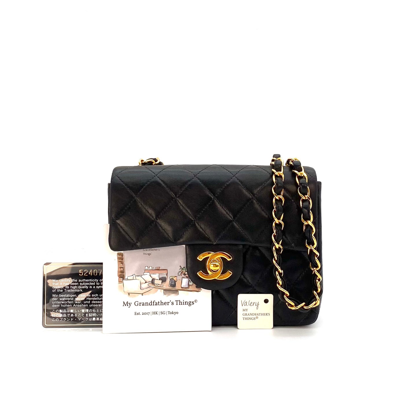 Valery Sr, 5 Series Mini Square 17cm Black Lambskin with seal and card