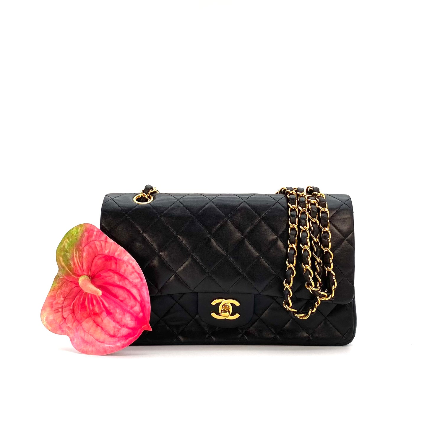 Vicky, 3 Series Medium Classic Flap Black Lambskin with seal only