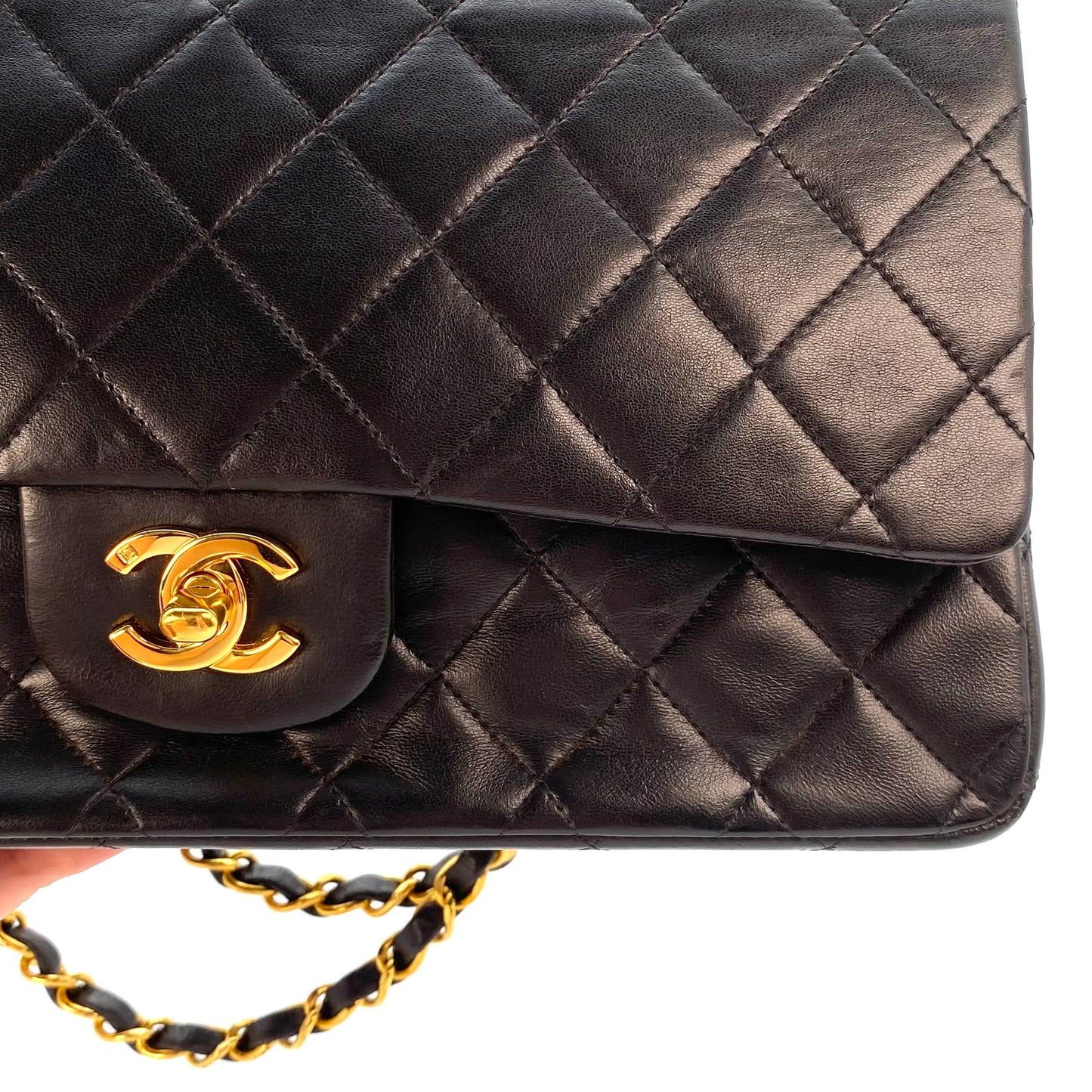 Vicky, 3 Series Medium Classic Flap Black Lambskin with seal only