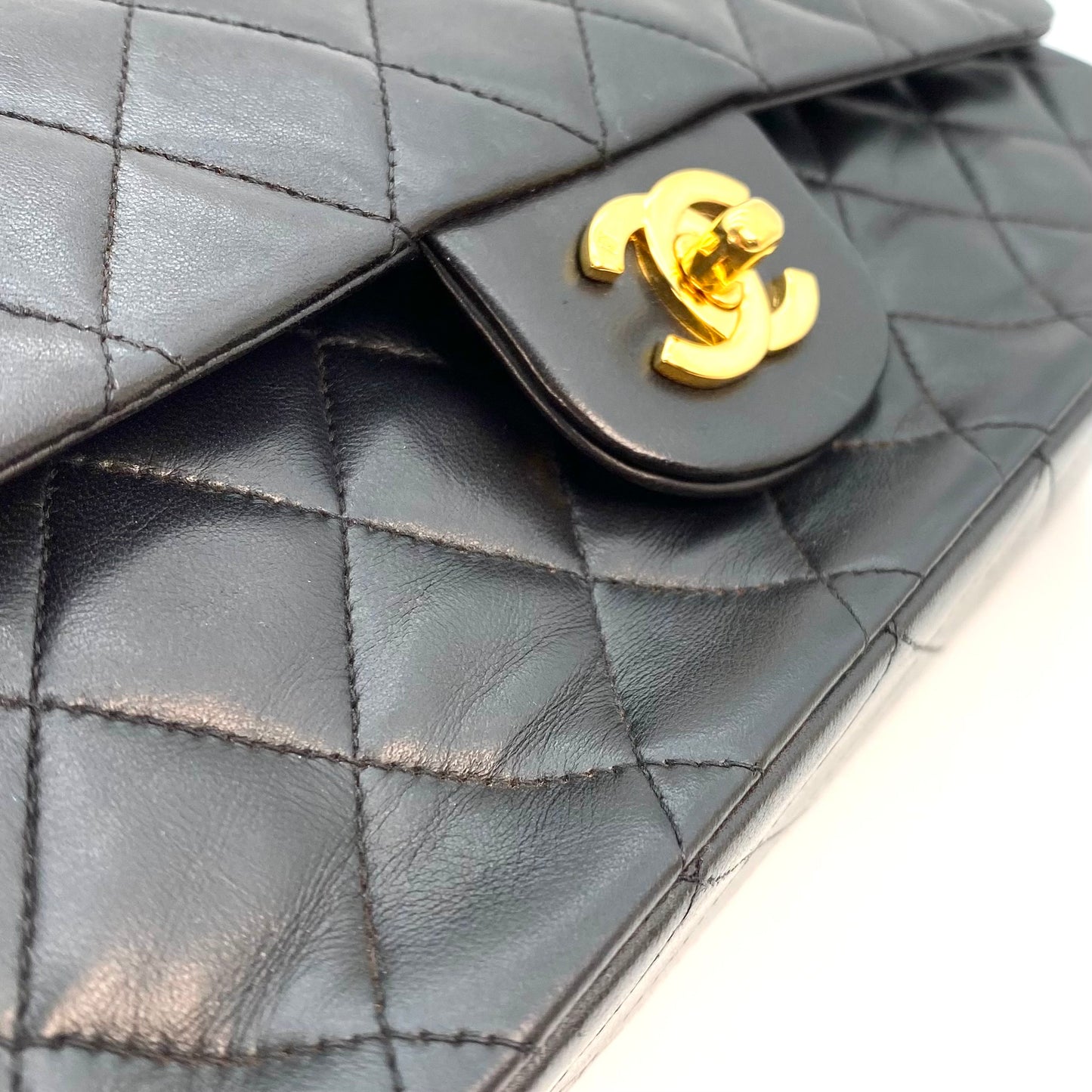 Vicky, 3 Series Medium Classic Flap Black Lambskin with seal only