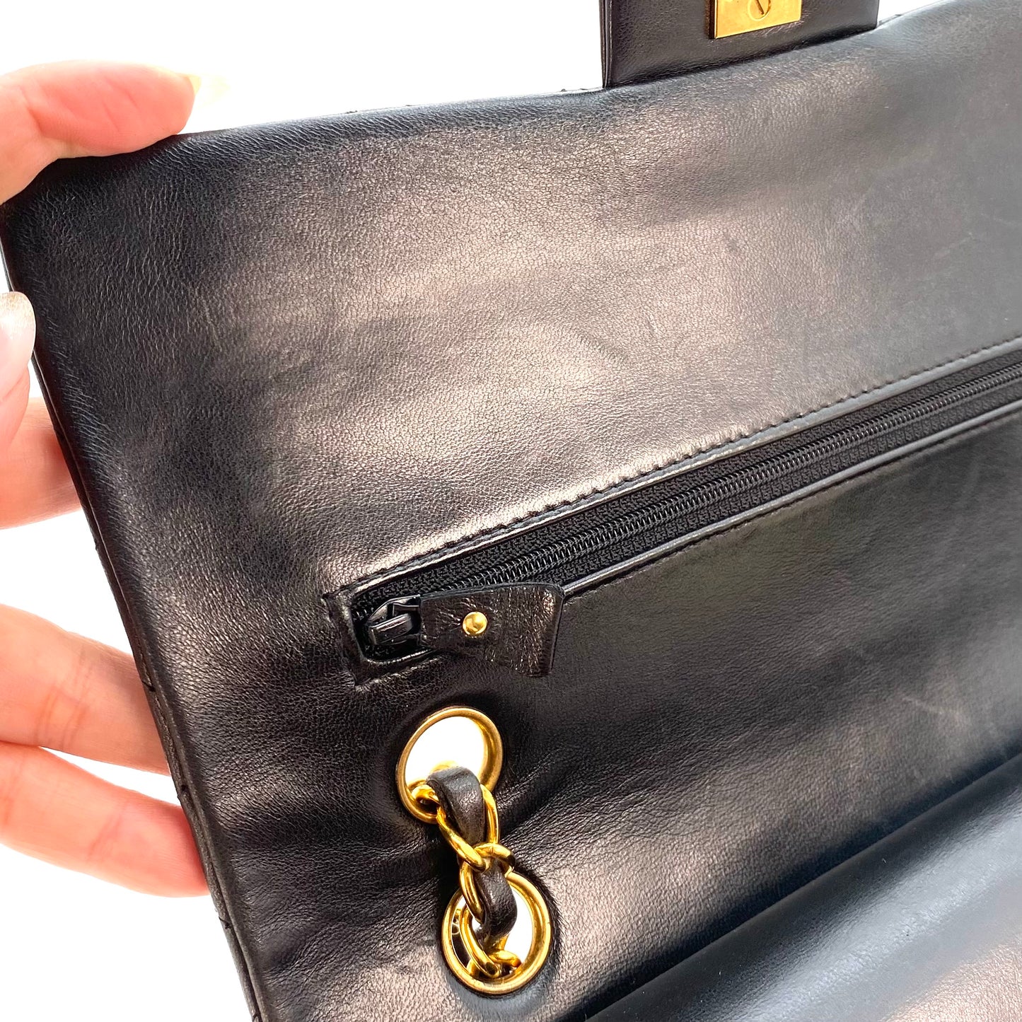 Vicky, 3 Series Medium Classic Flap Black Lambskin with seal only