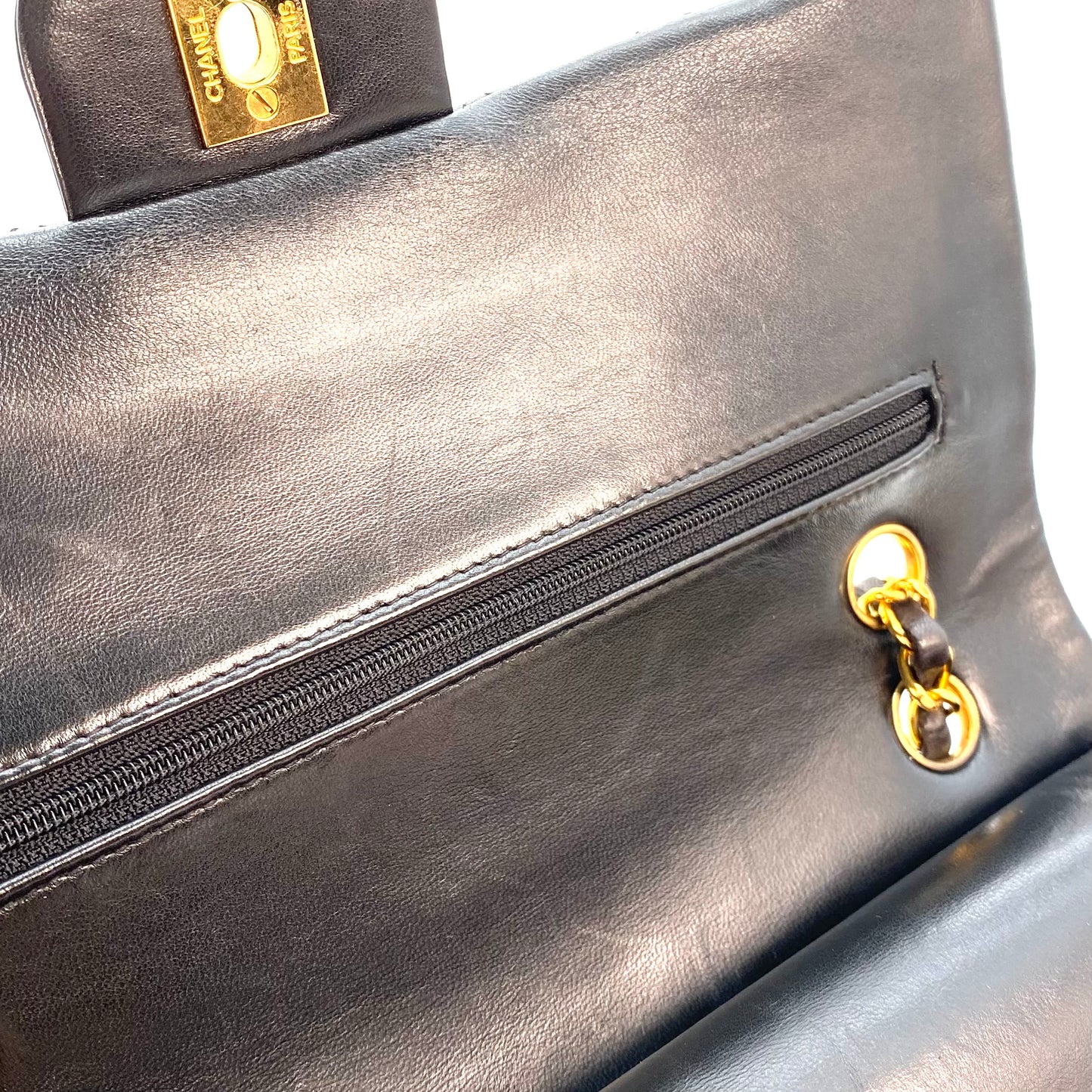 Vicky, 3 Series Medium Classic Flap Black Lambskin with seal only