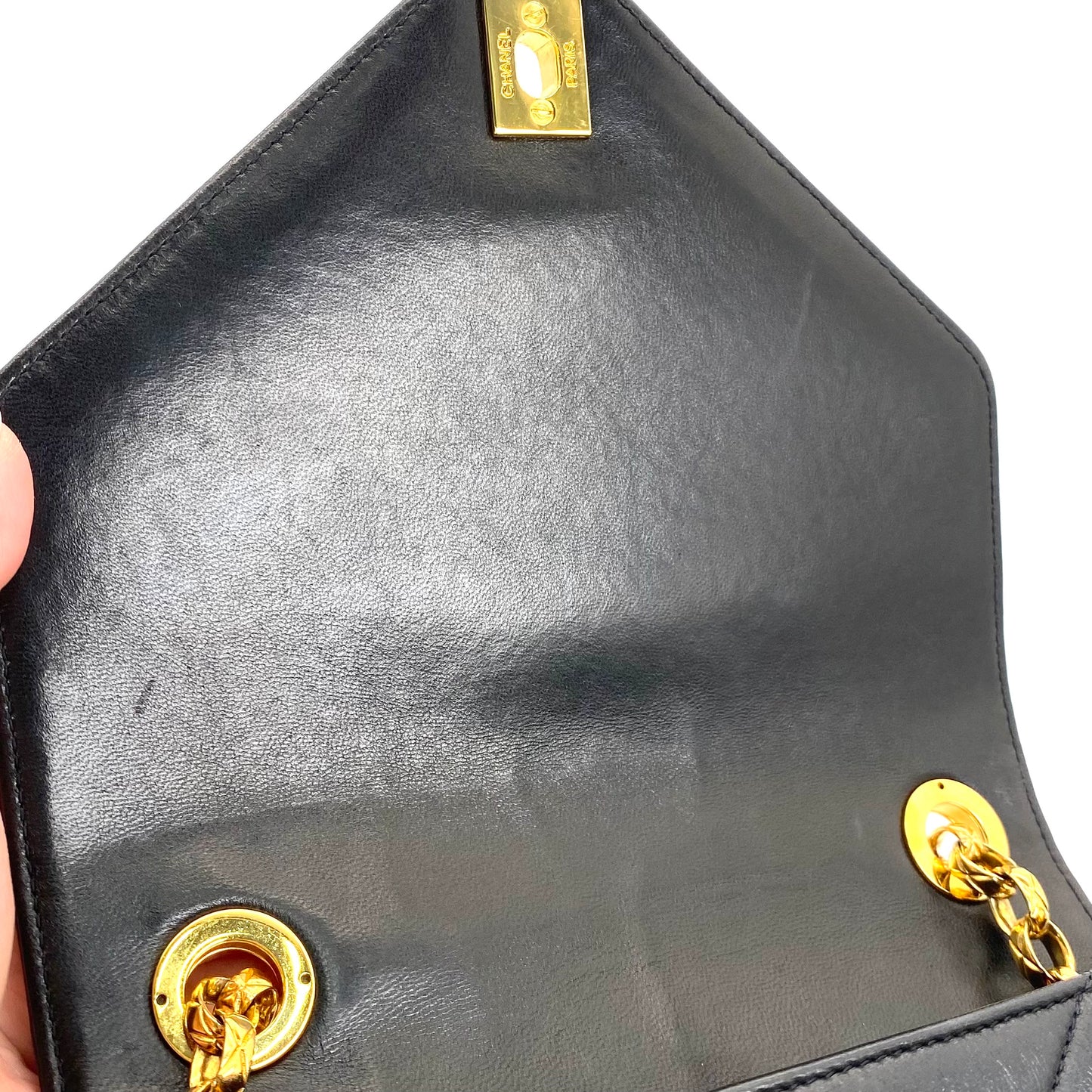 Kalvino, 2 Series Chevron Bijou Black Lambskin with seal and card