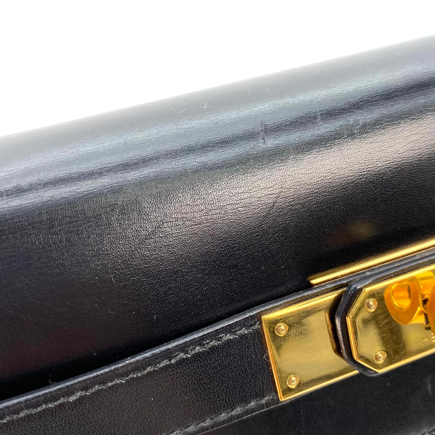 Nisa, 1991 Kelly 32 Retourne Black Boxcalf with stamp 〇U