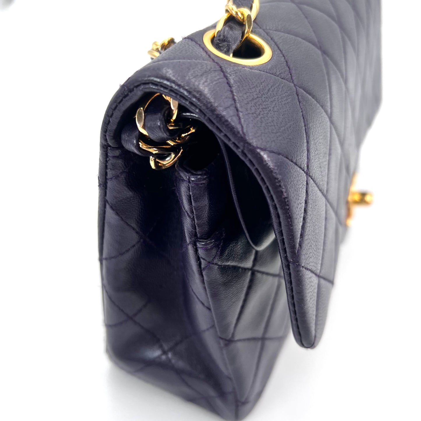 Kalya, 1 series small classic flap purple lambskin with seal and card