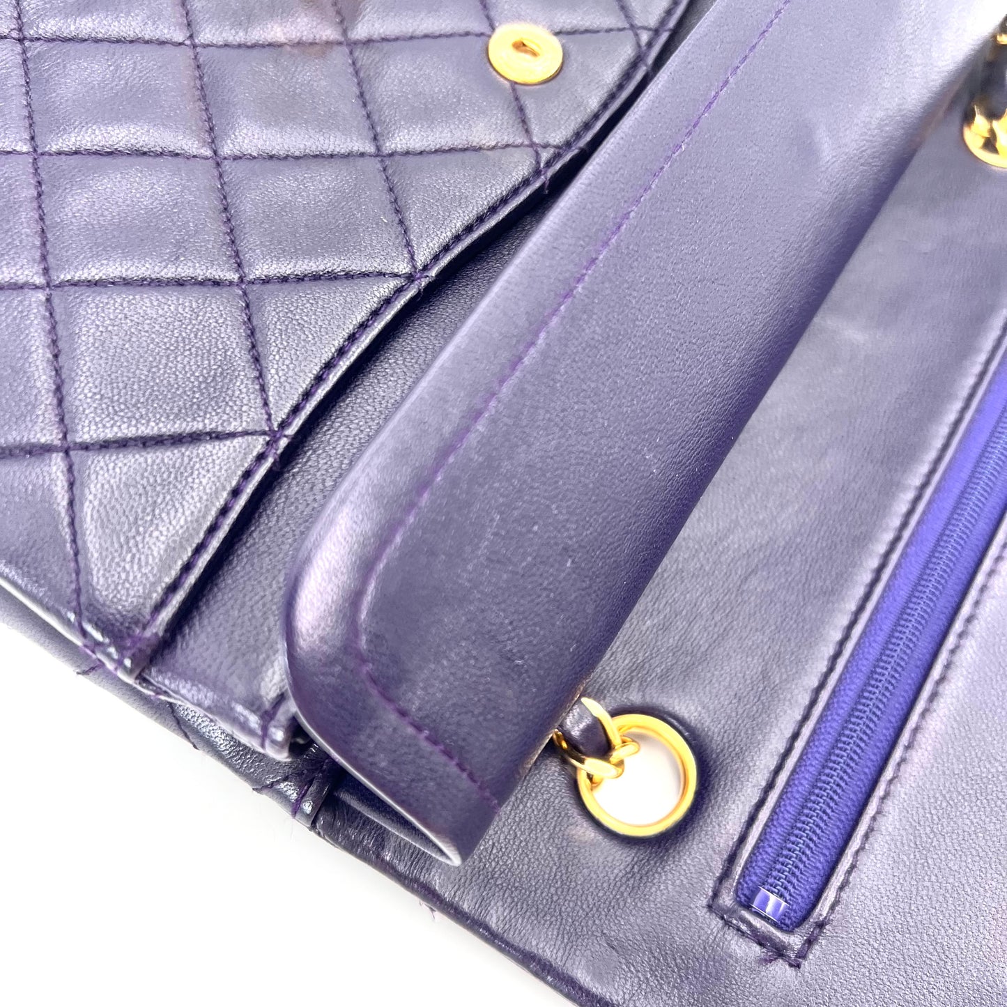 Kalya, 1 series small classic flap purple lambskin with seal and card