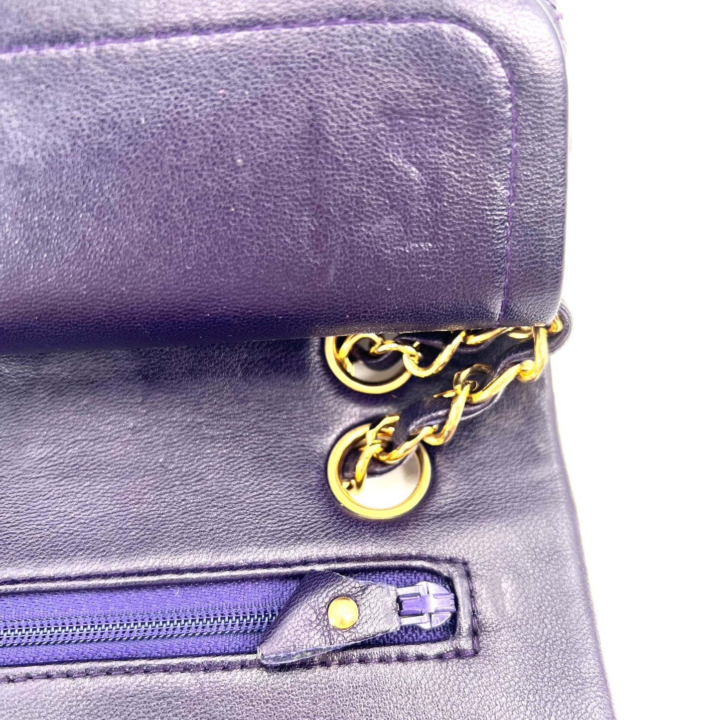 Kalya, 1 series small classic flap purple lambskin with seal and card