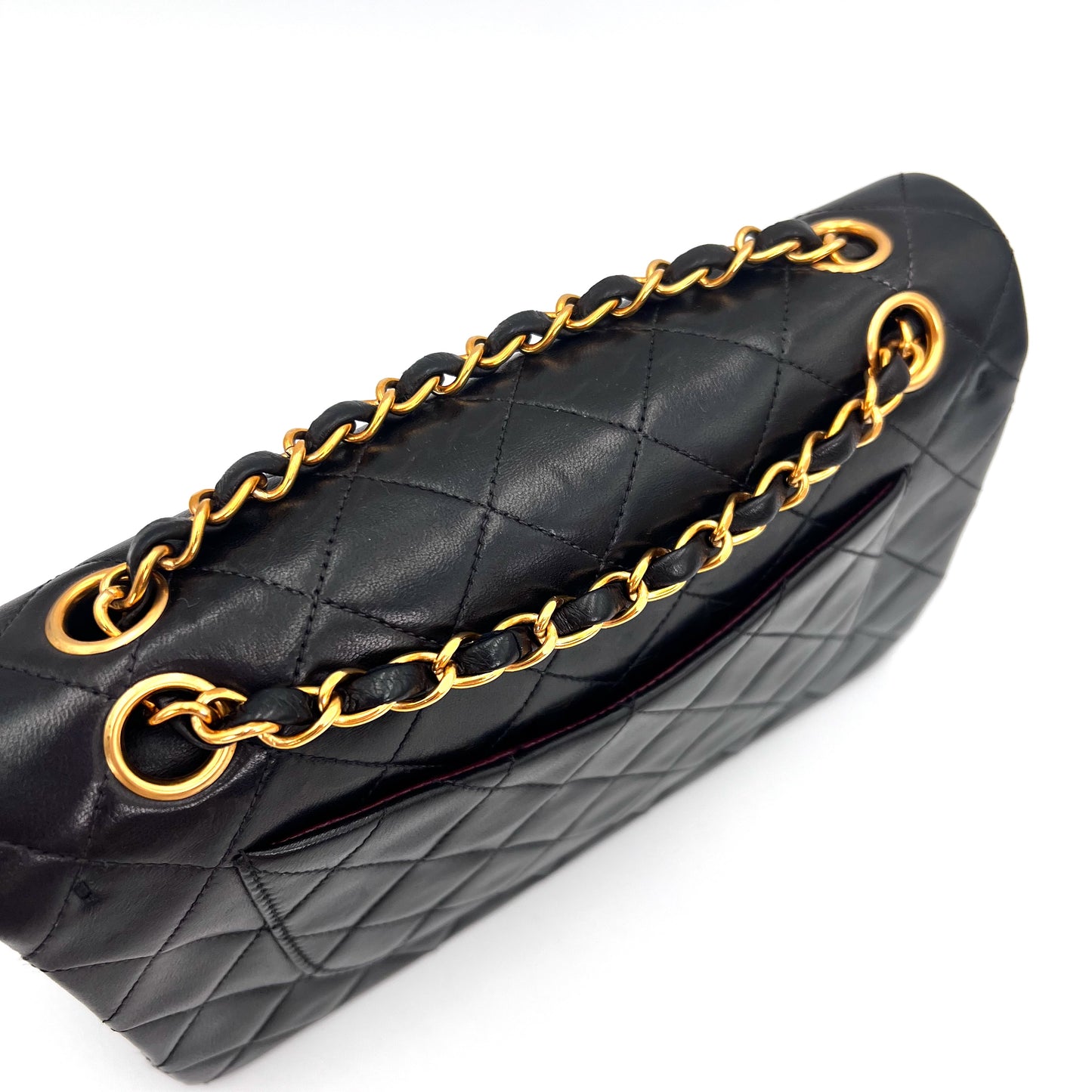 Engelbert, 3 series small classic flap black lambskin with seal only