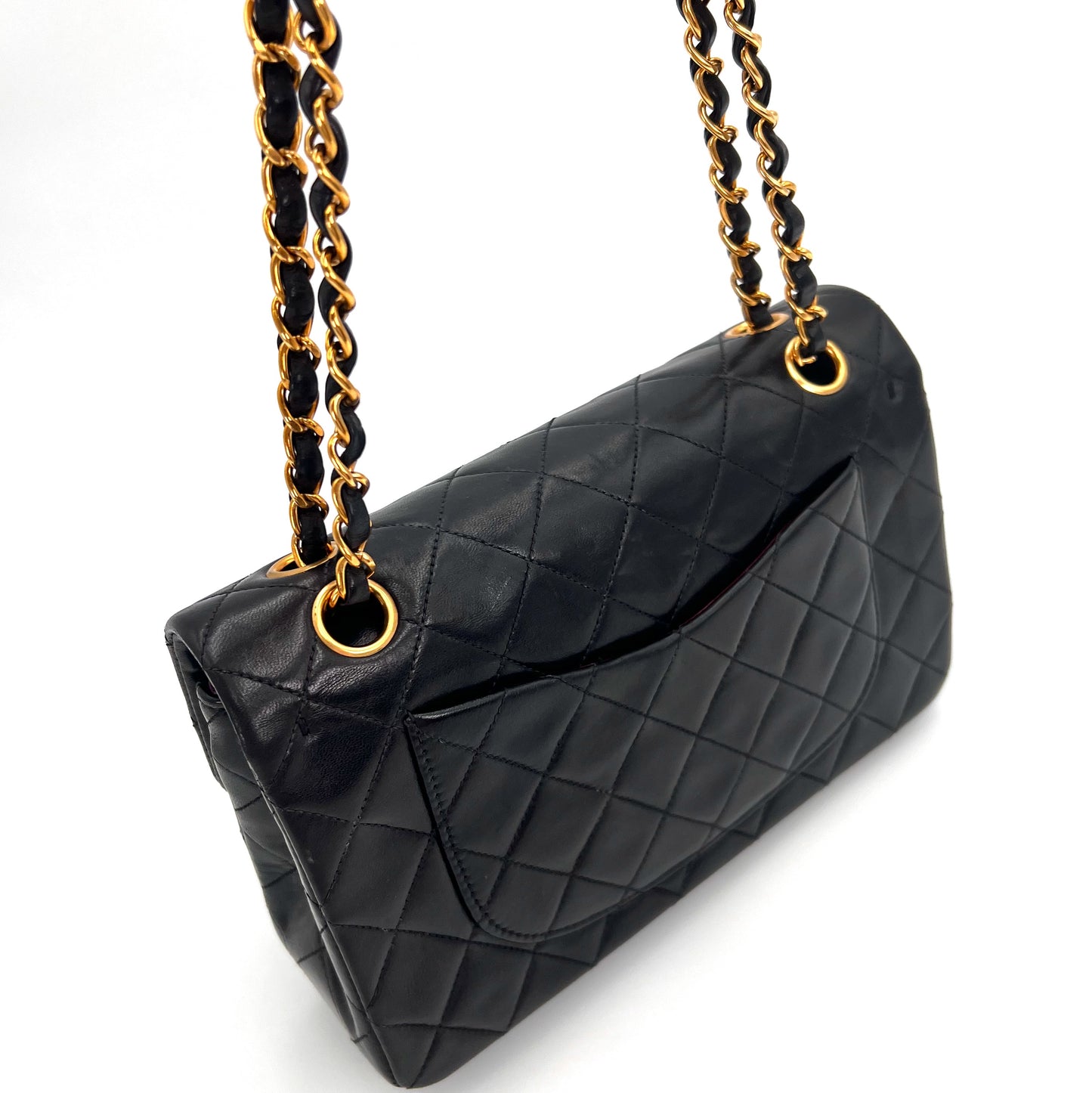 Engelbert, 3 series small classic flap black lambskin with seal only