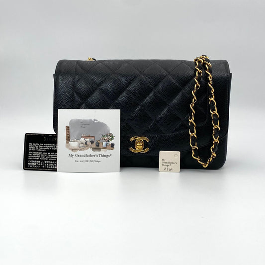 Alba, 3 series medium Diana black caviar with seal and card