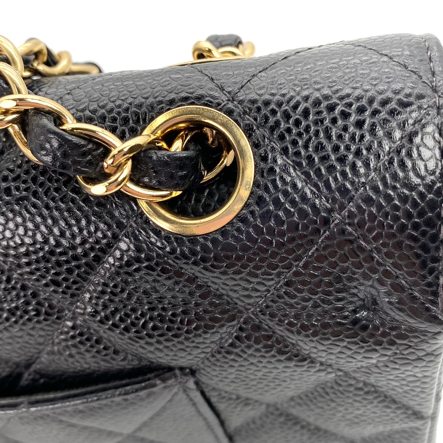 Grey, 8 Series Medium Classic Flap Black Caviar with seal and card