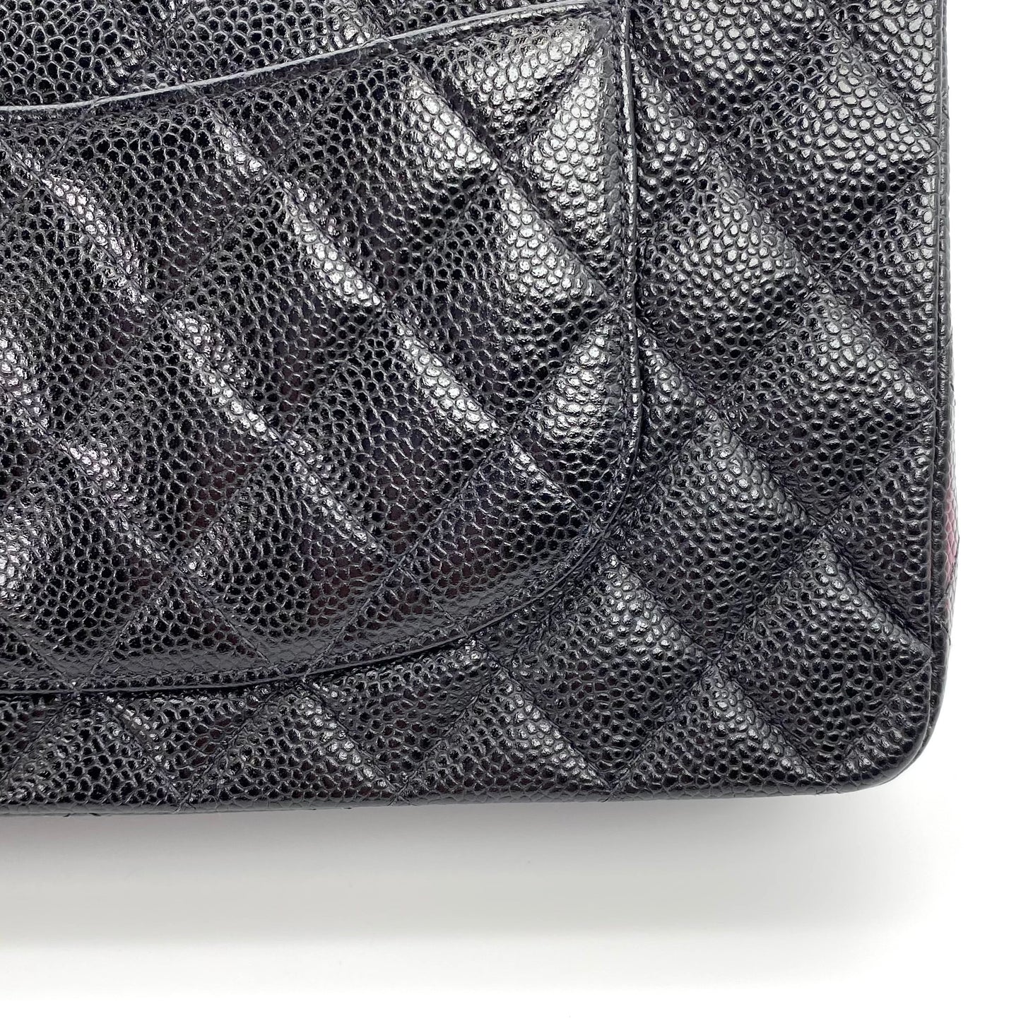 Grey, 8 Series Medium Classic Flap Black Caviar with seal and card