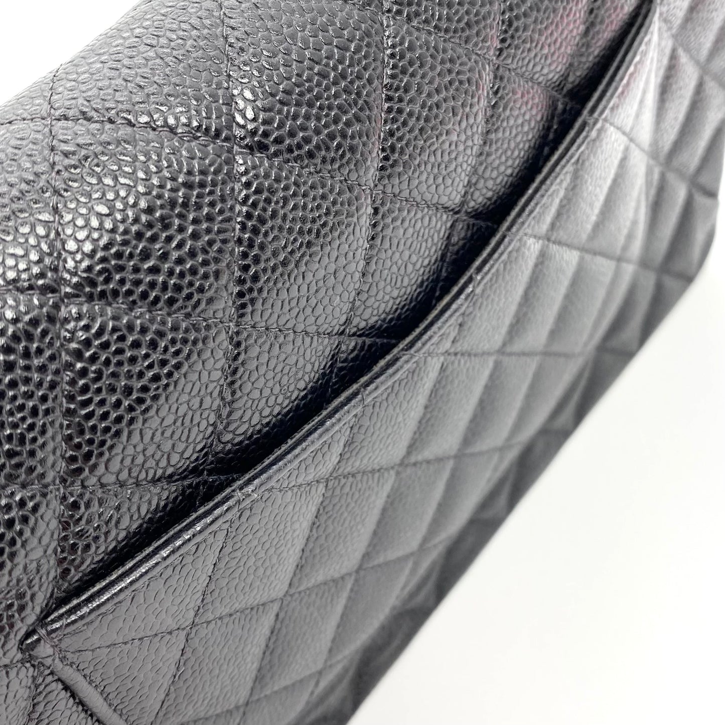 Grey, 8 Series Medium Classic Flap Black Caviar with seal and card