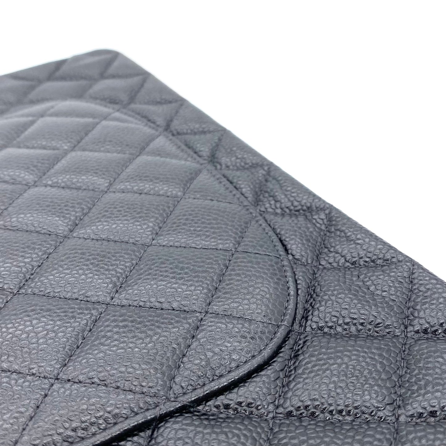 Grey, 8 Series Medium Classic Flap Black Caviar with seal and card