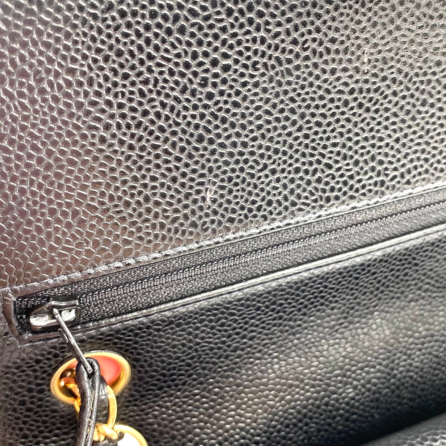 Grey, 8 Series Medium Classic Flap Black Caviar with seal and card