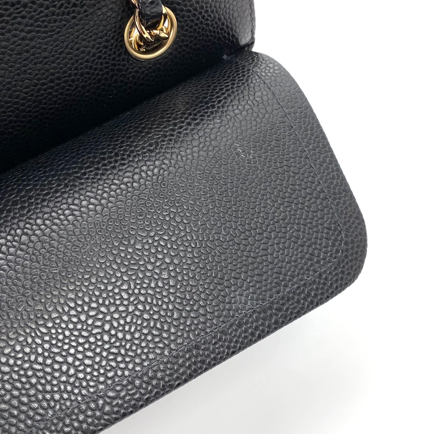 Grey, 8 Series Medium Classic Flap Black Caviar with seal and card