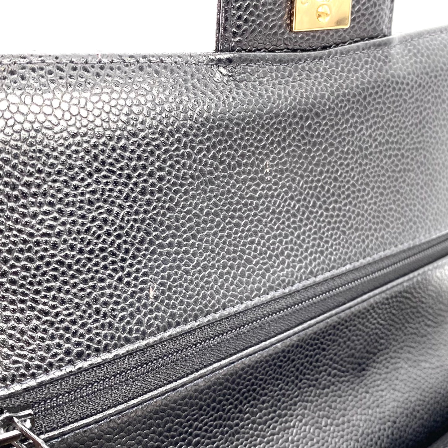 Grey, 8 Series Medium Classic Flap Black Caviar with seal and card