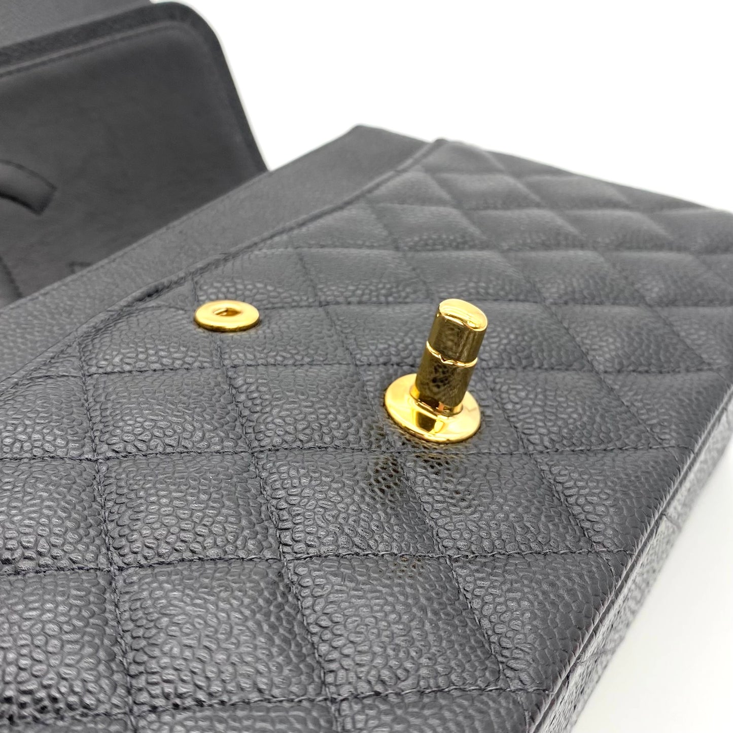 Grey, 8 Series Medium Classic Flap Black Caviar with seal and card