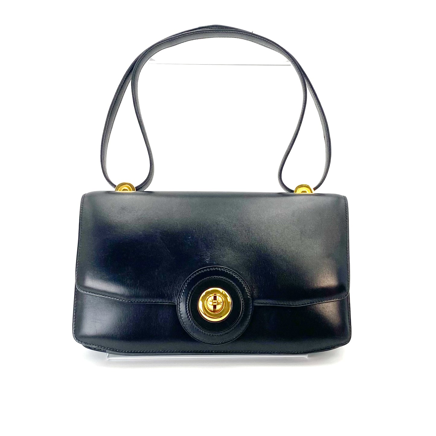 Gala, 1977 box calf black leather GHW with stamp 〇G