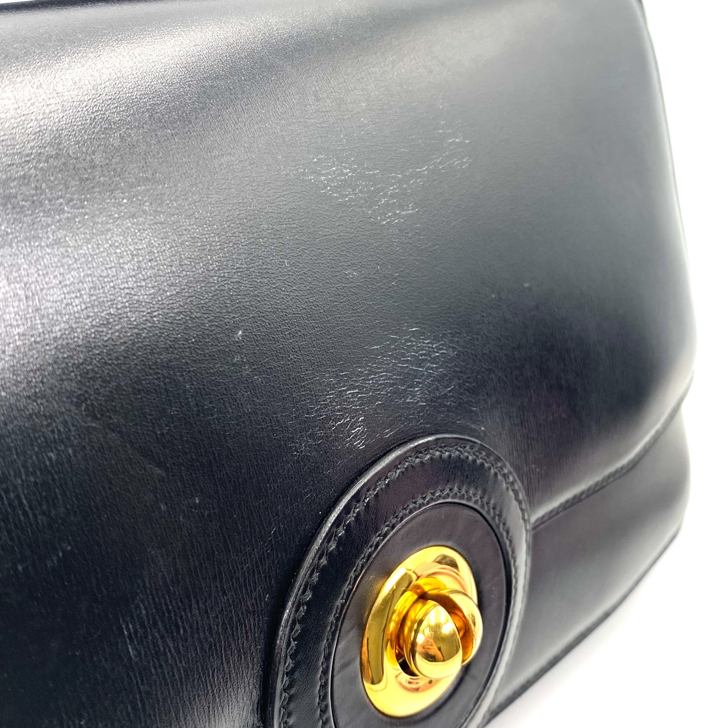 Gala, 1977 box calf black leather GHW with stamp 〇G