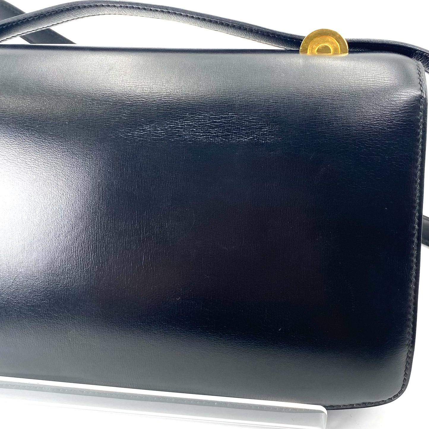 Gala, 1977 box calf black leather GHW with stamp 〇G