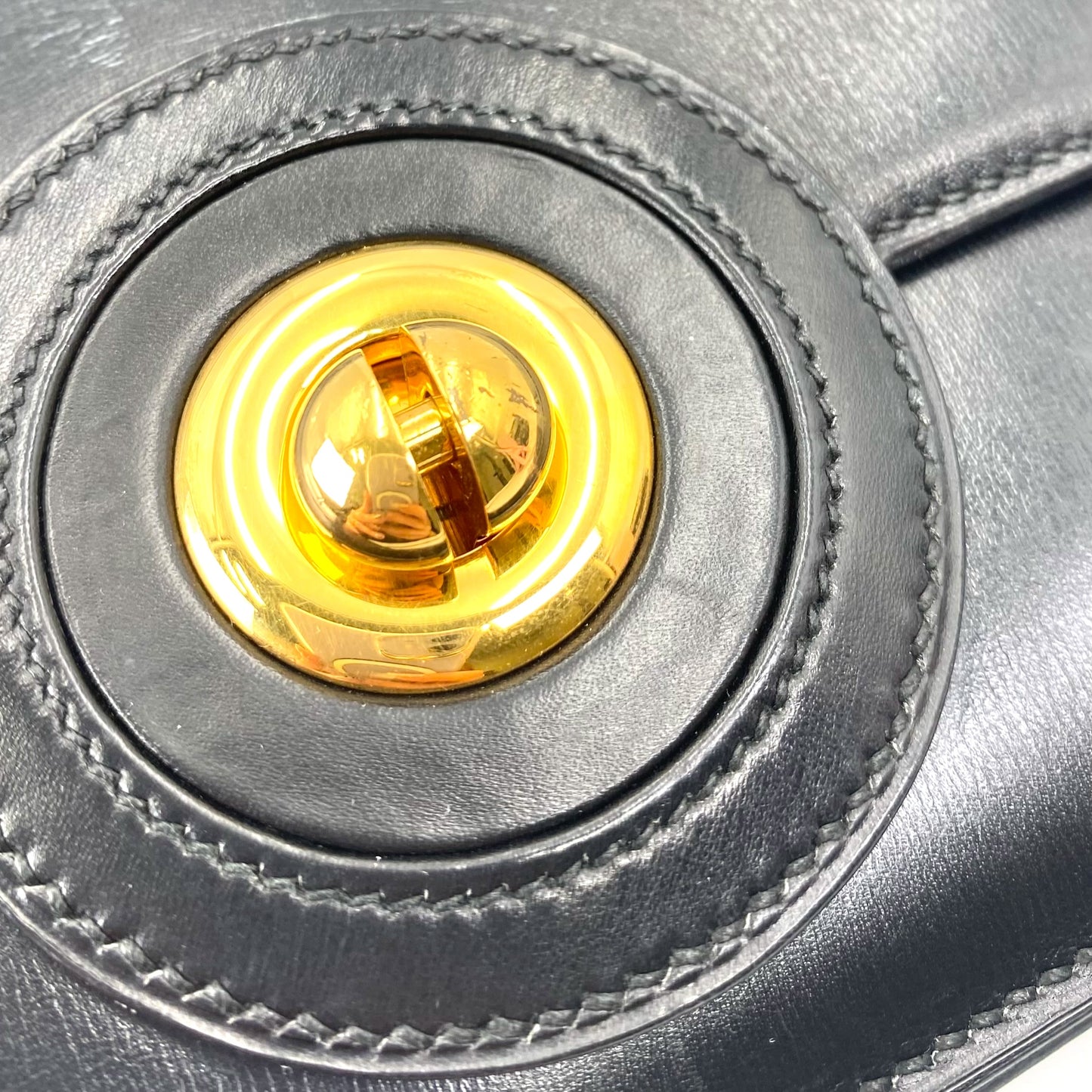 Gala, 1977 box calf black leather GHW with stamp 〇G