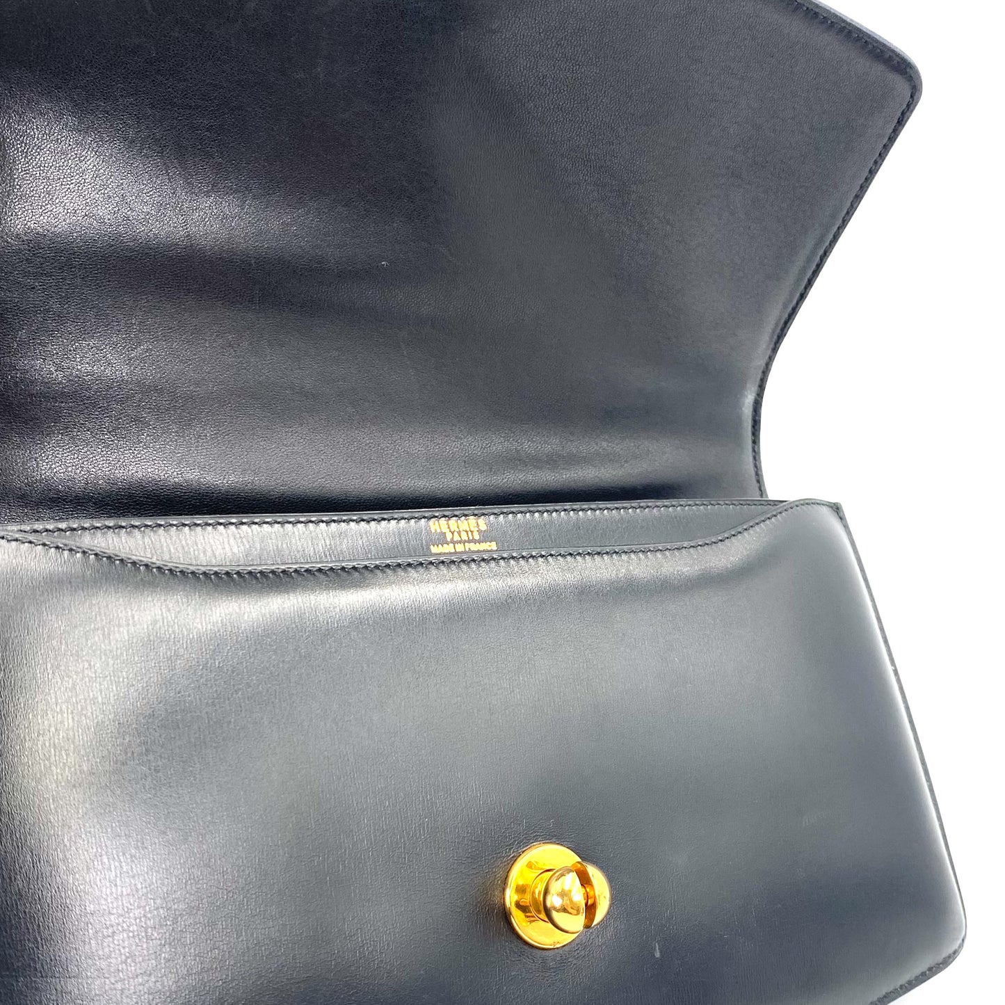 Gala, 1977 box calf black leather GHW with stamp 〇G