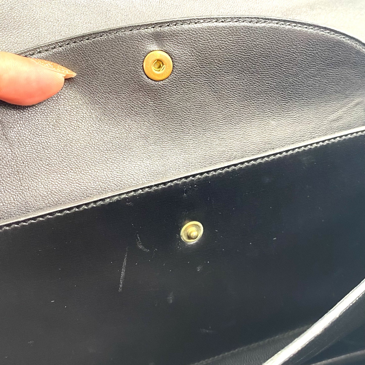 Gala, 1977 box calf black leather GHW with stamp 〇G