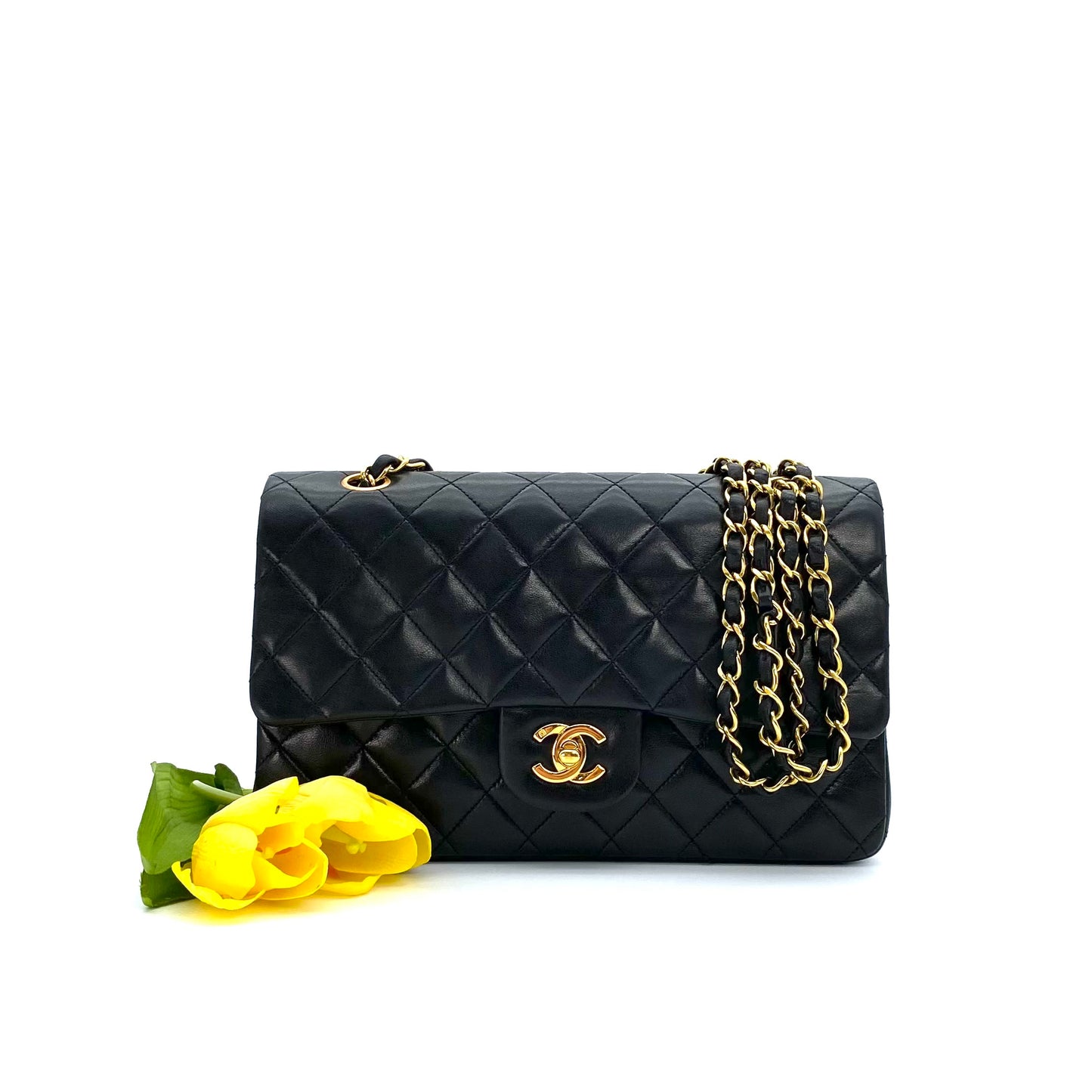 Ryder, 3 Series Medium Classic Flap Black Lambskin with seal and card